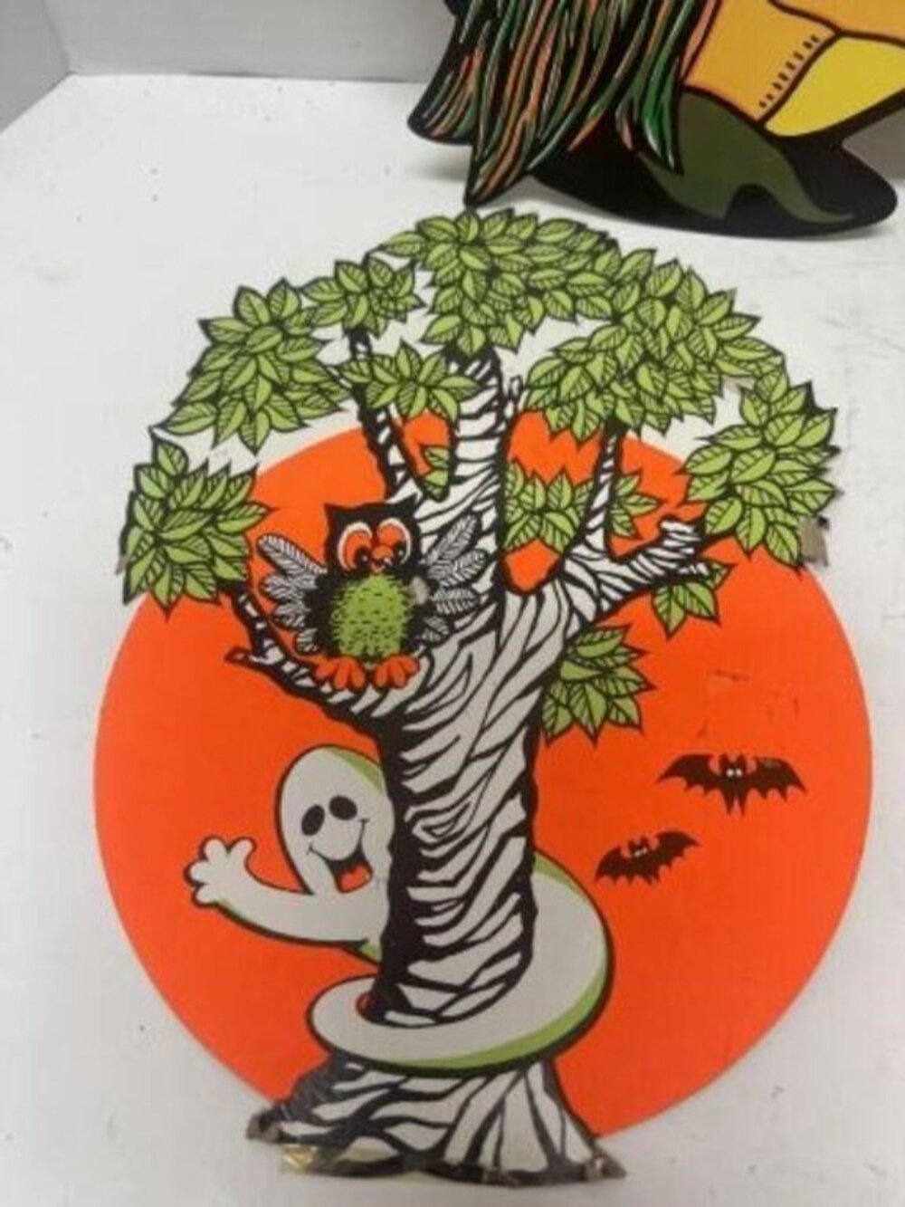 Vintage Beistle Die Cut Halloween Decorations Set of Four Witch Owl Cat Pumpkin - Picture 5 of 8